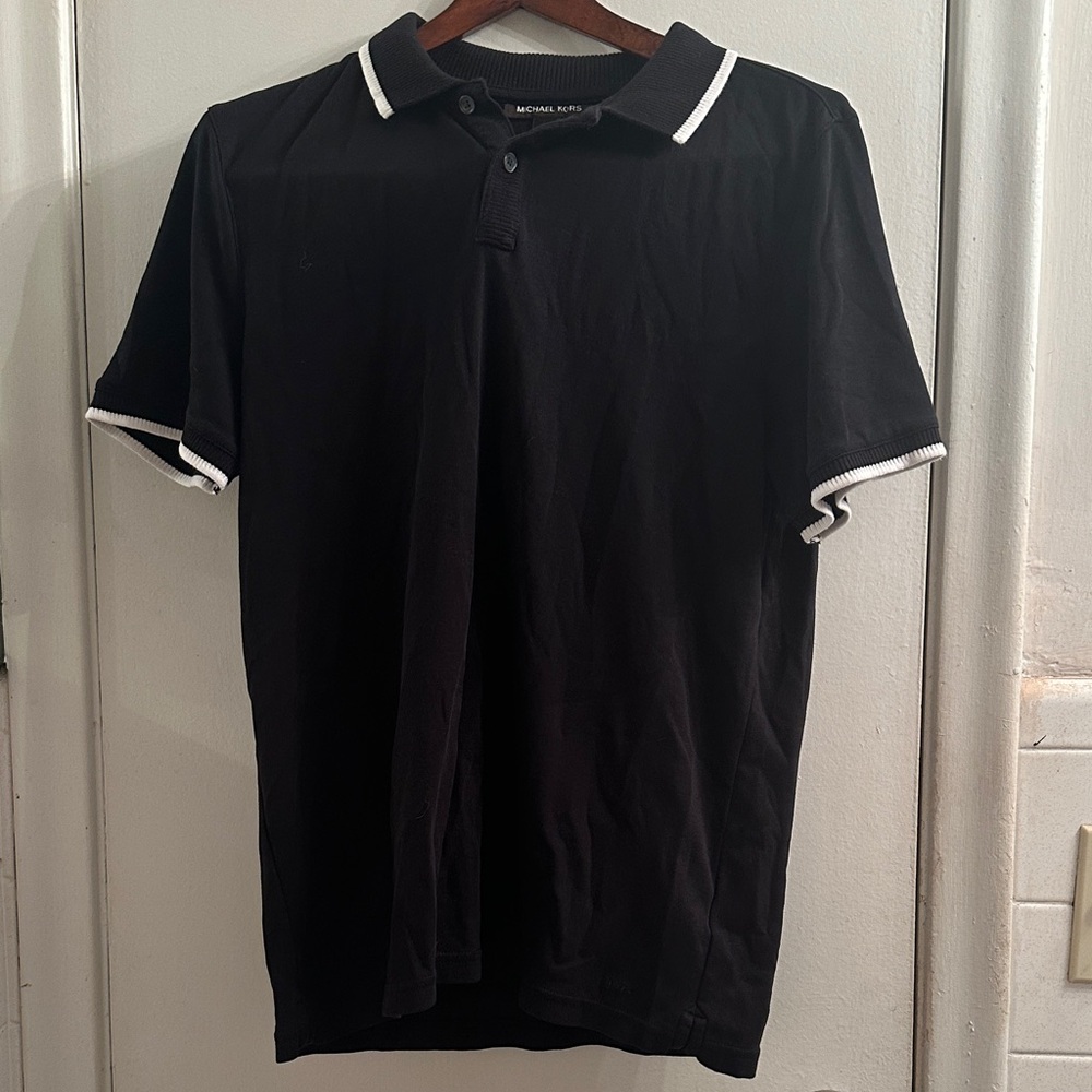 Michael Kors Men's Polo Shirt in Black with White Trim